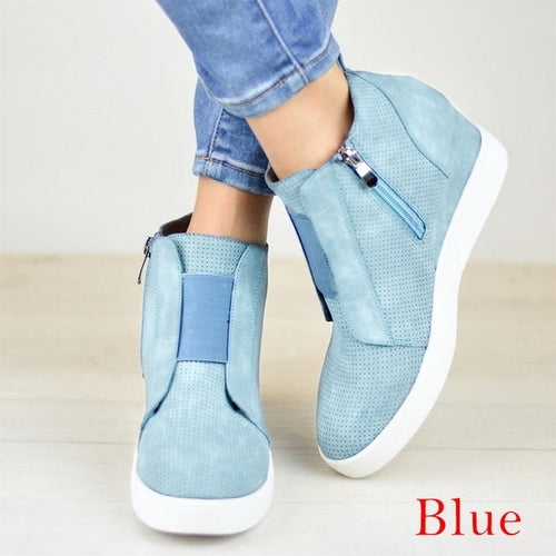 Women's Casual Zipper Solid Sneakers   Short