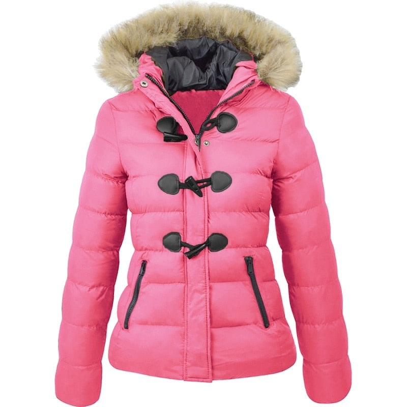 ZOGAA Brand Women Parkas Winter Jacket Coat Warm Clothes Casual Fur Collar Horn Buckle Slim Fit Female Jacket Overcoat Parkas